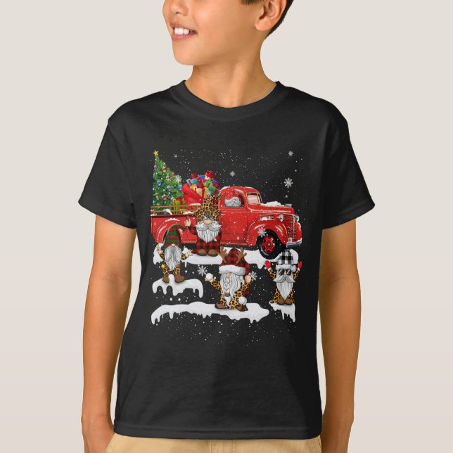 Gnomes in Leopard Prated Buffalo Play jul T Shirt (Framsida)