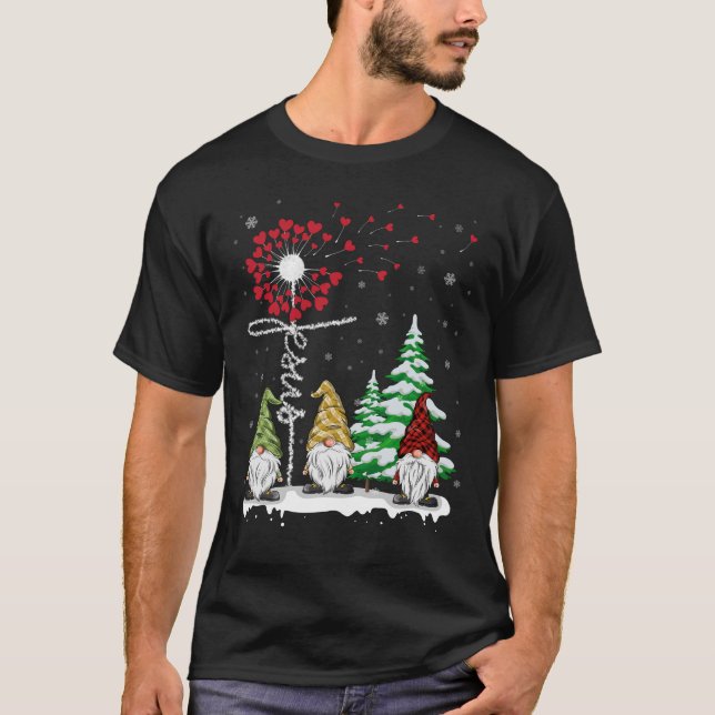 Gnomes Jesus Dandelion Julgran T Shirt (Framsida)