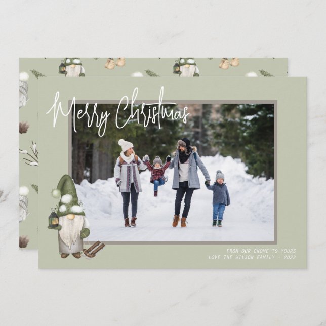 Gnomes julfotoport, Helgdag Julkort (Fram/baksida)
