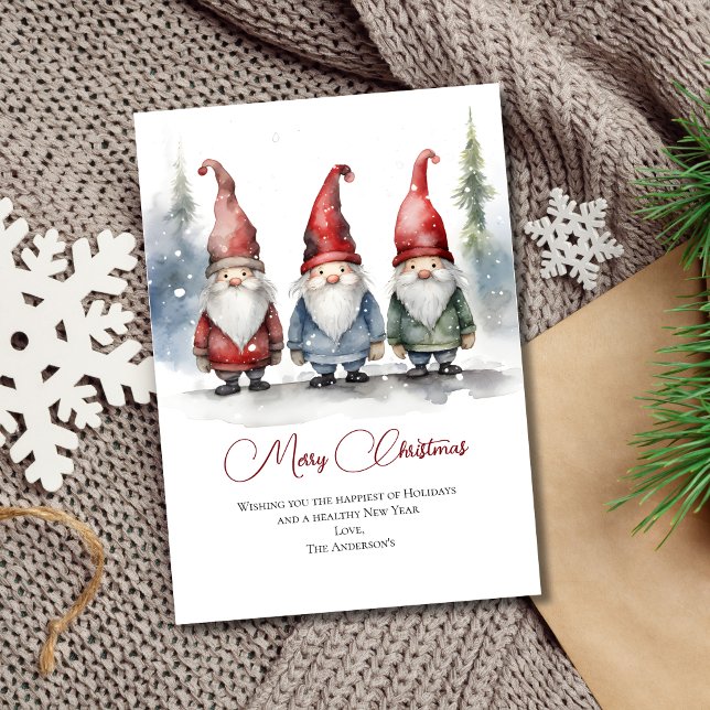 Gnomes-Julhelgens gratulationskort Julkort (Merry Christmas Gnomes Card)
