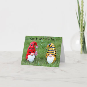 GNOMES KAN INTE VÄNTA TILL ATT SÄGA GRATTIS PÅ FÖD KORT
