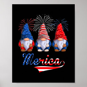 Gnomes Kid Patriotic Gnomes US Flagga Poster