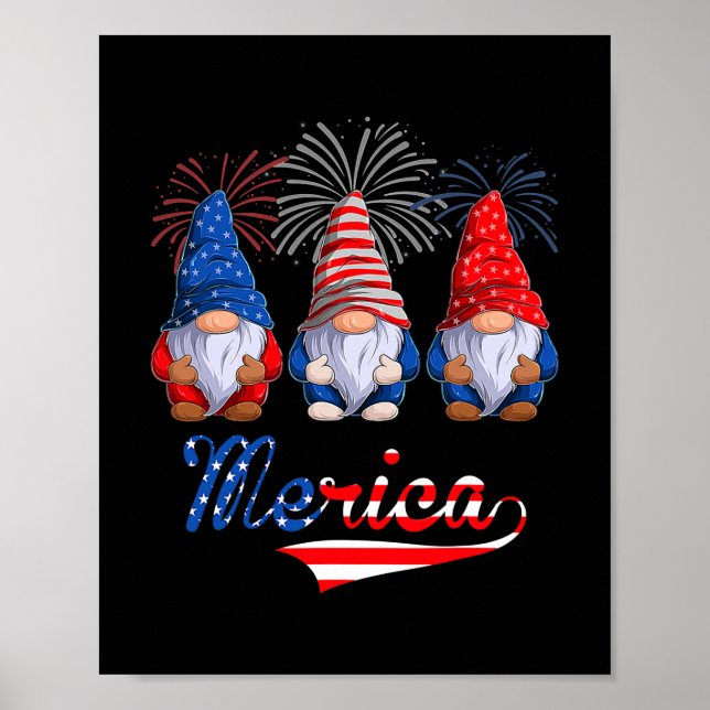 Gnomes Kid Patriotic Gnomes US Flagga Poster (Framsidan)