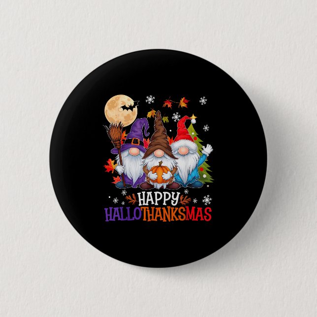 Gnomes Lover Halloween Merry Christmas Happy Hallo Knapp (Framsida)
