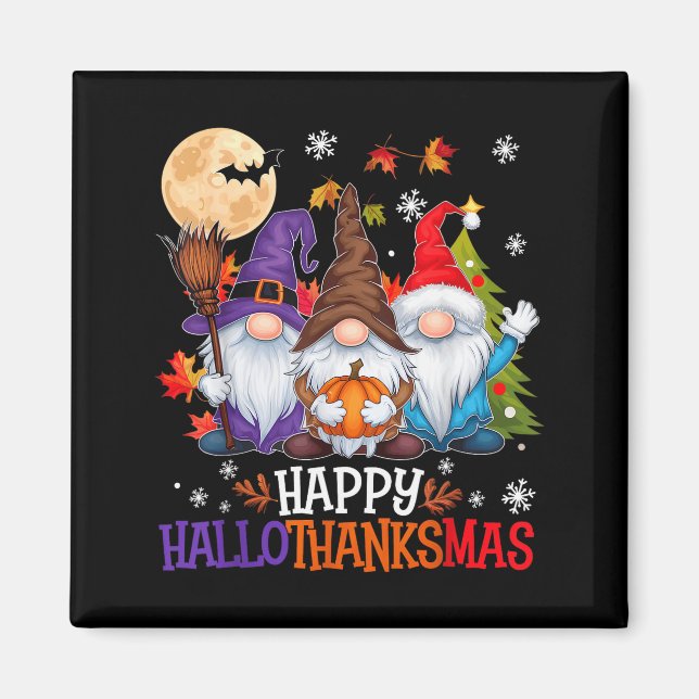 Gnomes Lover Halloween Merry Christmas Happy Hallo Magnet (Framsidan)