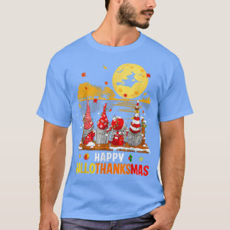 Gnomes Lycklig Hallothanksmas Halloween Thanksgivi T Shirt