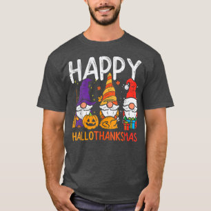 Gnomes Lycklig Hallothanksmas Halloween Thanksgivi T Shirt