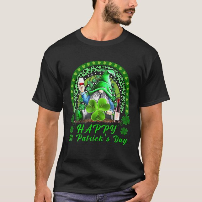 Gnomes Lycklig St.Patrick Day T Shirt (Framsida)