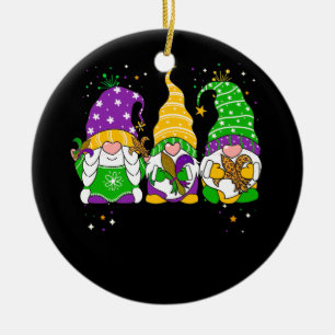 Gnomes Mardi Gras Gnome Fleur De Lis Tjock tisdag Julgransprydnad Keramik