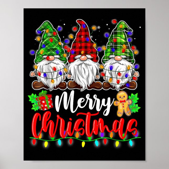Gnomes Merry Christmas Light Gnome Xmas  Poster (Framsidan)