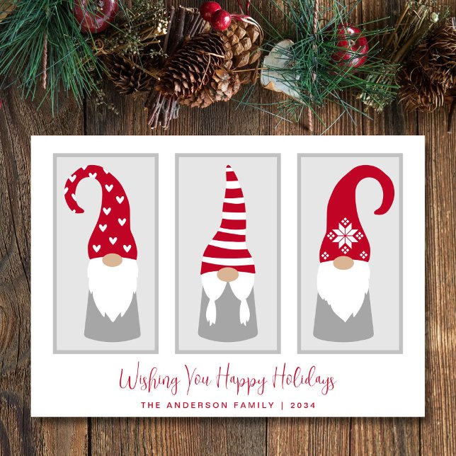 Gnomes Minimal Modern Nordic jul Julkort (Spread the love + joy of the season with your friends + family near and far with a personalized card)