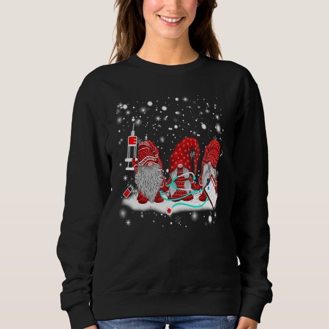 Gnomes Nurse Hat Christmas Pajama Nursing Ugly Swe T Shirt (Framsida)