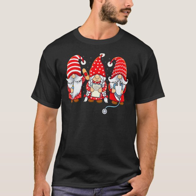 Gnomes Nurse Valentine Day Stethoscope Valentines  T Shirt (Framsida)