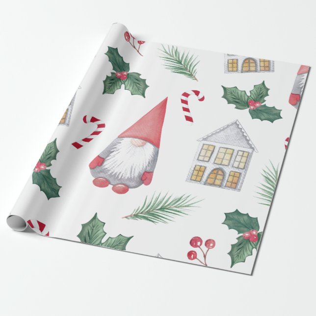 GNOMES OCH CANDY CANE CHRISTMAS, PAPPER PRESENTPAPPER (Utrullad)