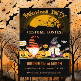 Gnomes och Pumpkins Halloween Costume Party Inbjudningar