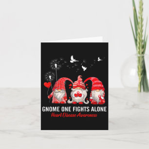 Gnomes One Fight Ensam Heart Disease Awareness Kort