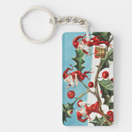 Gnomes painting holly berries in the snow