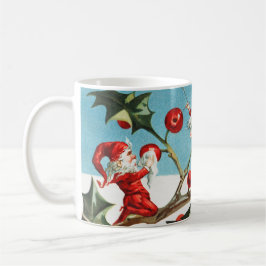 Gnomes painting holly berries in the snow kaffemugg