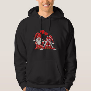 Gnomes par Holding Hearts kärlek mönster Valentin Hoodie