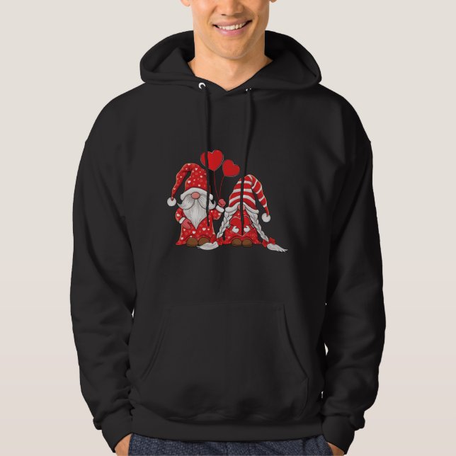 Gnomes par Holding Hearts kärlek mönster Valentin Hoodie (Framsida)