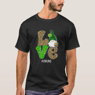 Gnomes Patrick's Day Kärlek Drums Leopard Play Cos T Shirt