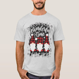 Gnomes Plaid Christmas Wonderful Time Holiday T Shirt