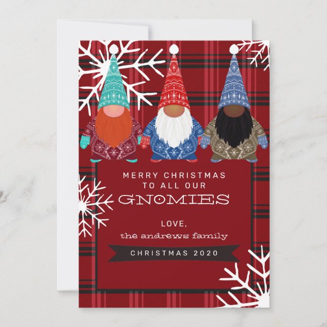 Gnomes Play Snowflake Illustration Jul Inbjudningar (Framsida)