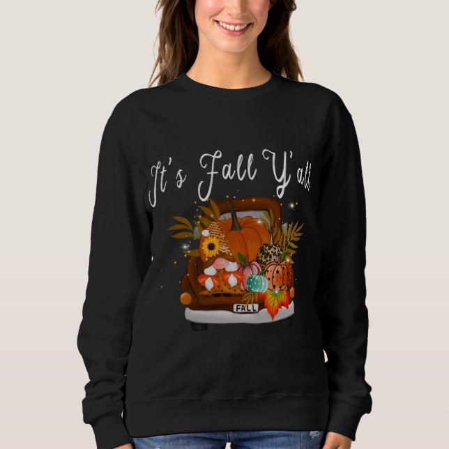 Gnomes Pumpkin Det är Fall Y'all Träd Lastbil T Shirt (Framsida)