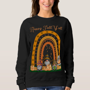 Gnomes Pumpkin Lycklig Fall Y'all Autumn Rainbow T Shirt