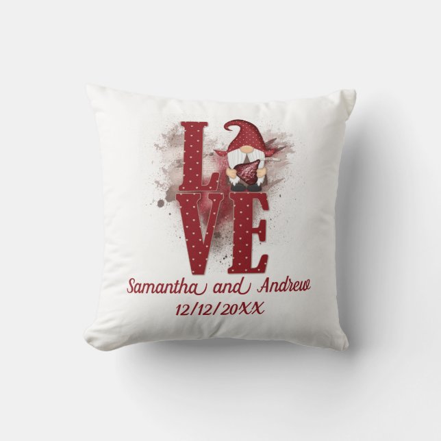 Gnomes Red Kärlek Cute Bröllop Alla hjärtans dag Kudde (Framsida)