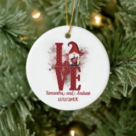 Gnomes Red Kärlek Cute Bröllop Juljul Julgransprydnad Keramik