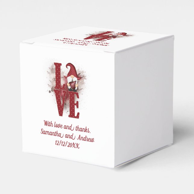 Gnomes Röda Kärlek Söt Bröllop  Presentaskar (Framsidan Sidan)