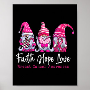 Gnomes Rosa Warrior Faith Hope Kärlek Breast Cance Poster