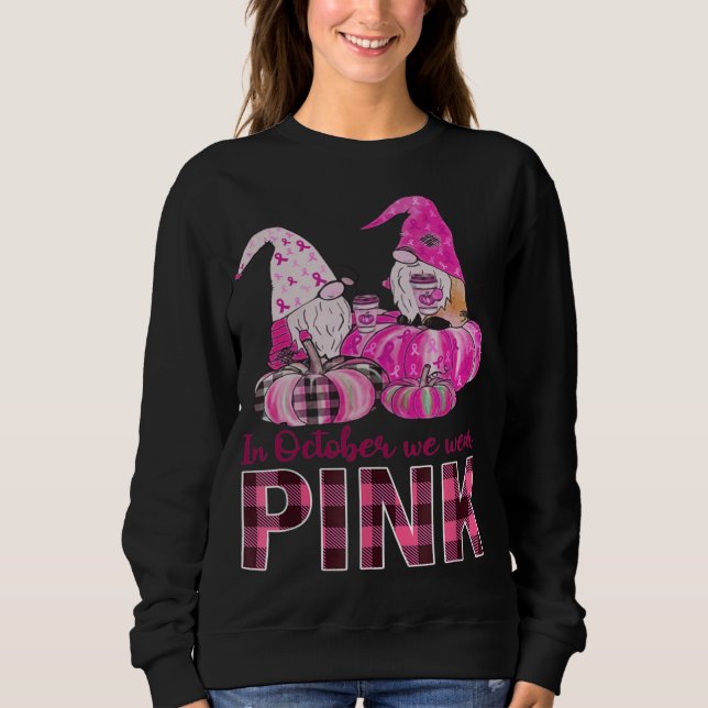 Gnomes Rosett band i oktober Vi Bära Rosa Breast C T Shirt (Framsida)