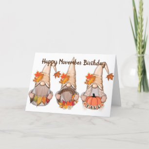 GNOMES SÄG "LYCKLIG NOVEMBER BIRTHDAY" KORT