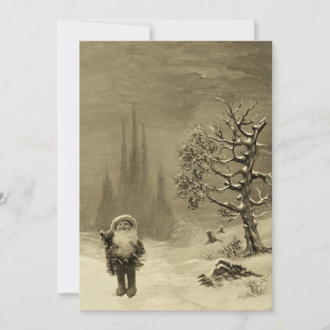 GNOMES SANTA, CHRISTMAS PARTY Sepia Brown Inbjudningar (Framsida)
