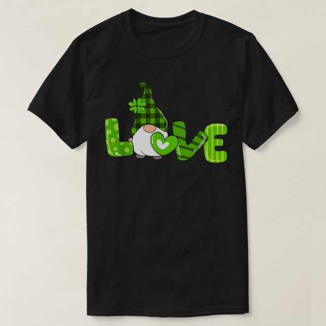 Gnomes Shamrock för KÄRLEK, blekt T Shirt (Design framsida)