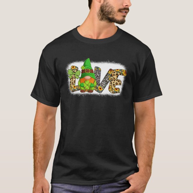 Gnomes Shamrock för KÄRLEK, blekt T Shirt (Framsida)