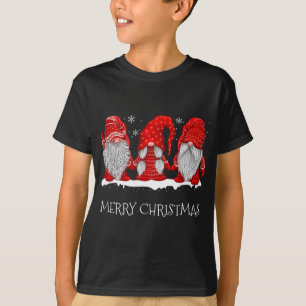 Gnomes Snowy Red Helgdag Outfit Julgrädden T Shirt