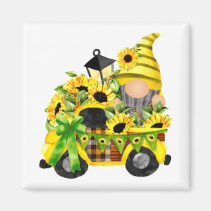 Gnomes Solros Lastbil Square Magnet