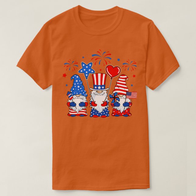 Gnomes som firar Independence day 4:e juli Pa T Shirt (Design framsida)