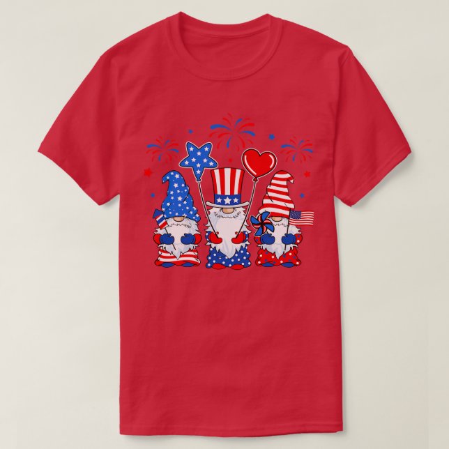 Gnomes som firar Independence day 4:e juli Pa T Shirt (Design framsida)