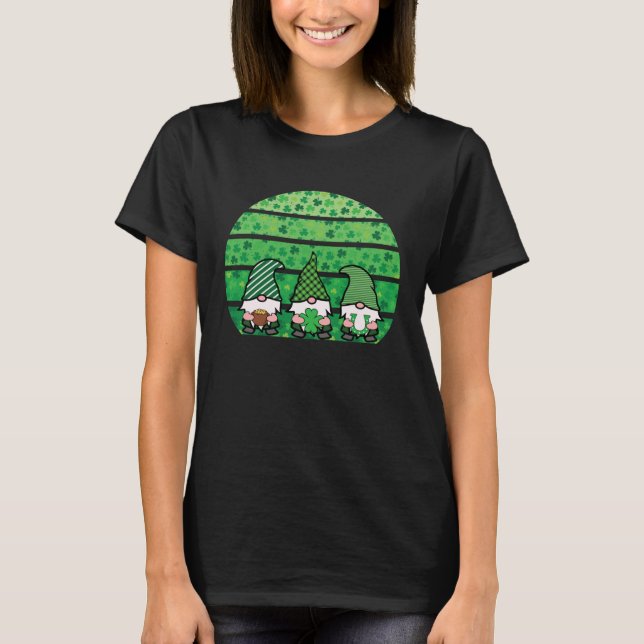 Gnomes St Patricks Day Green Irish Shamrock St Pat T Shirt (Framsida)