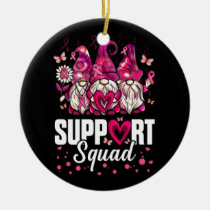Gnomes support på Squad Rosa för bröstcancermedvet Julgransprydnad Keramik