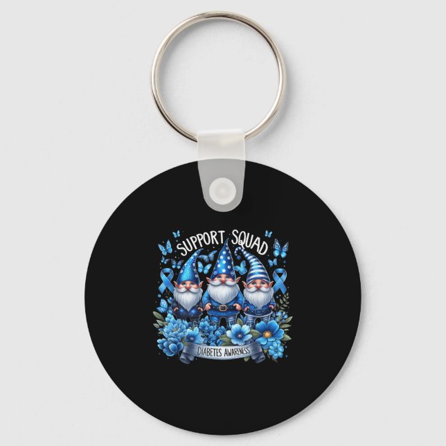 Gnomes Support Squad Blue Gnomes Diabetes Awarenes Nyckelring (Framsida)