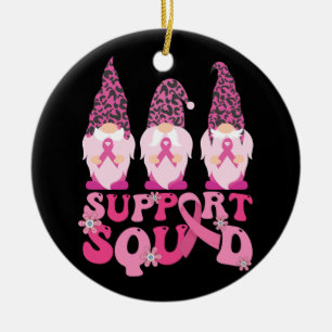 Gnomes Support Squad Breast Cancer Awareness Julgransprydnad Keramik
