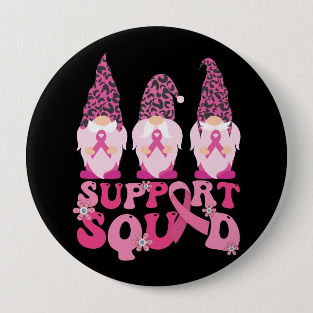 Gnomes Support Squad Breast Cancer Awareness Knapp (Framsida)