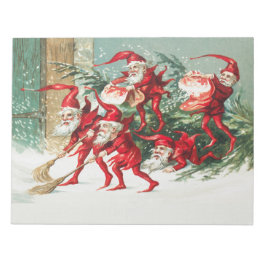 Gnomes sweeping snow with a broom anteckningsblock