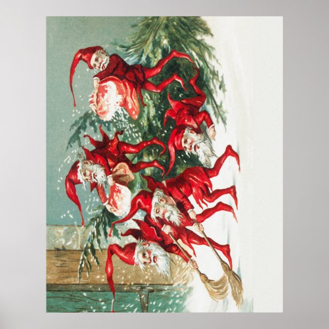 Gnomes sweeping snow with a broom poster (Framsidan)