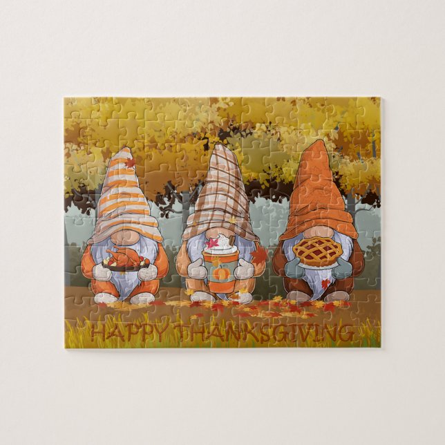 Gnomes Thanksgiving Puzzle Pussel (Horisontell)